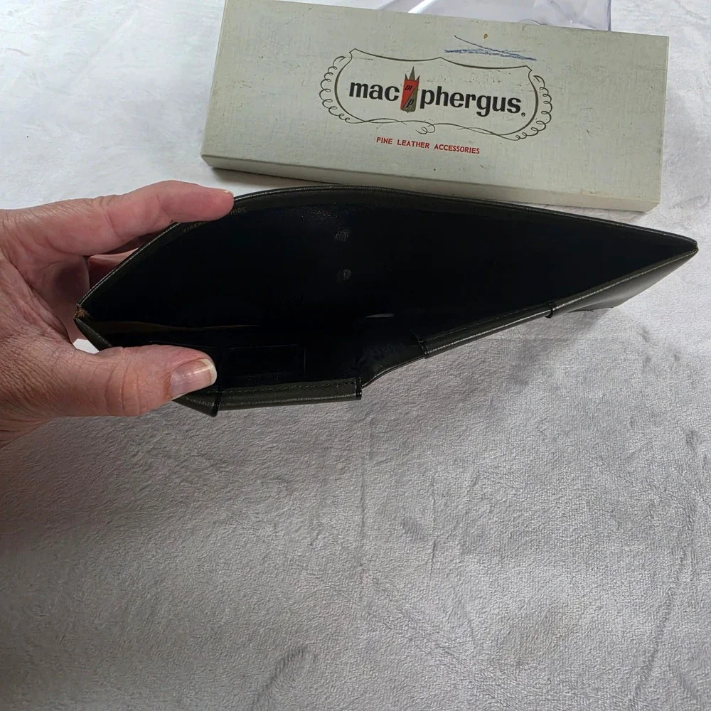 Vintage Macphergus Amity Director Long Wallet Firenze Cowhide Green Leather Box
